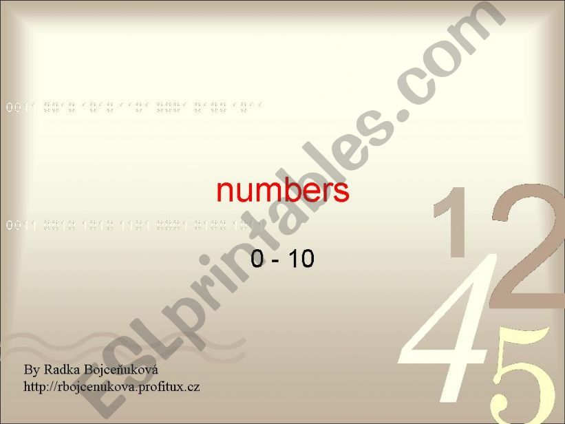 Numbers 0 - 10 (part 1/2) powerpoint