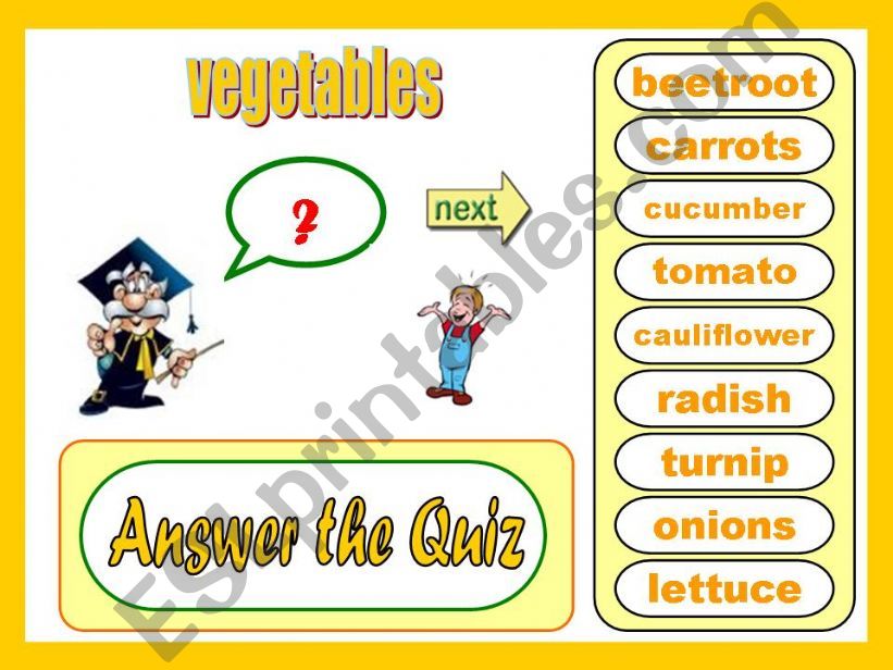 Vocabulary: vegetables powerpoint