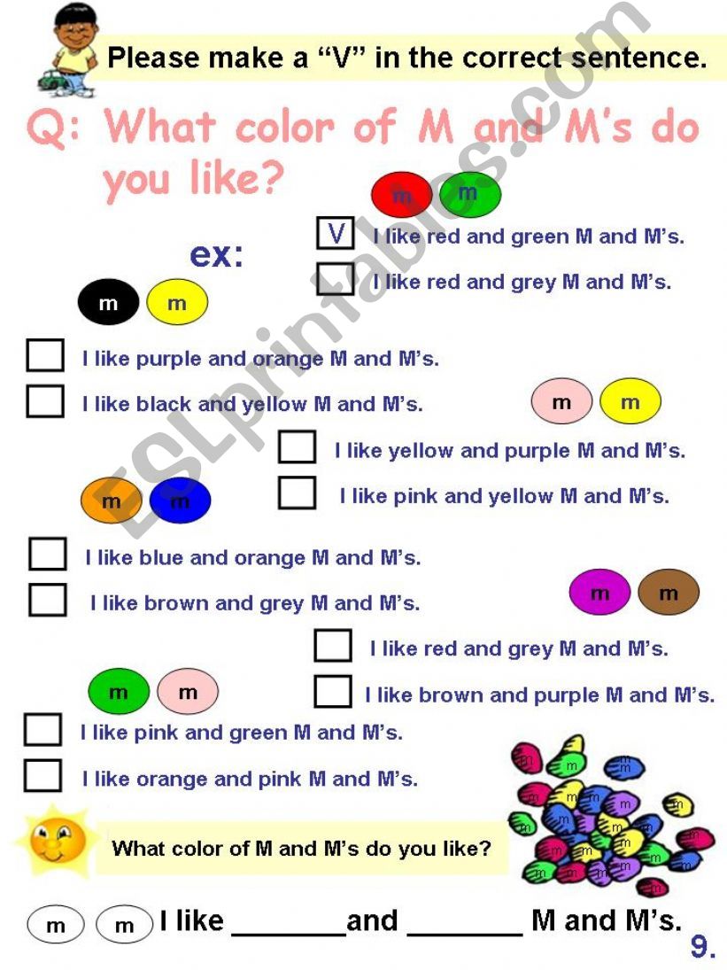 Sheet for practicing colors and sentence 