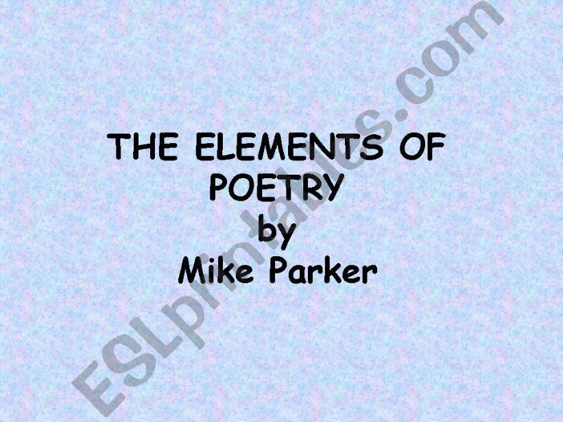 The Elements of Poetry powerpoint