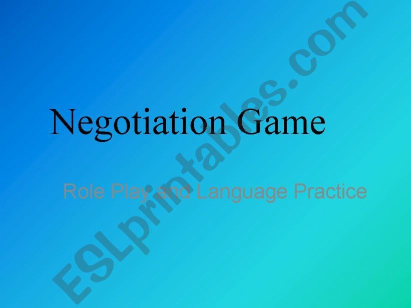 Instructions for Negotiation Game