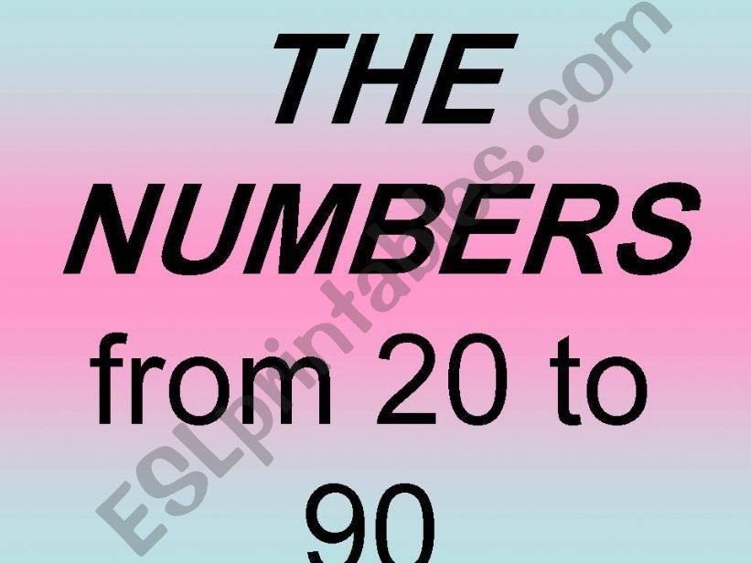 The numbers from 20 to 90 powerpoint