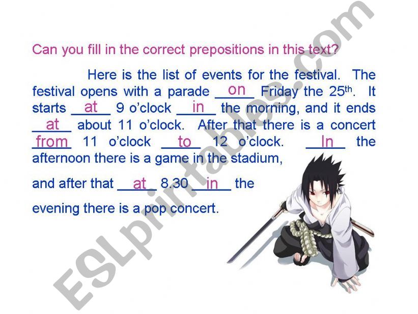 Prepositions of Time powerpoint