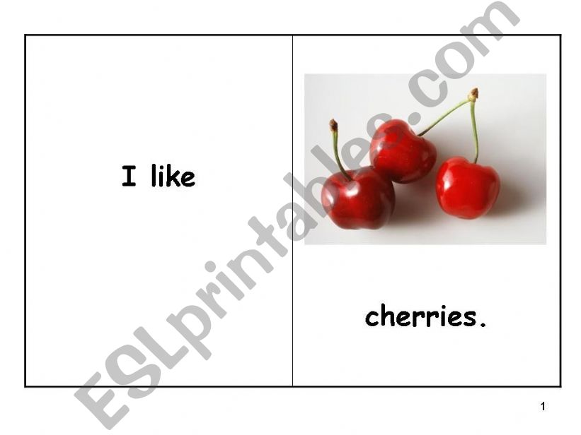 I LIKE FRUIT Flash Cards For Kids 2/2