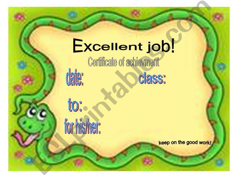 reward/recognition certificates