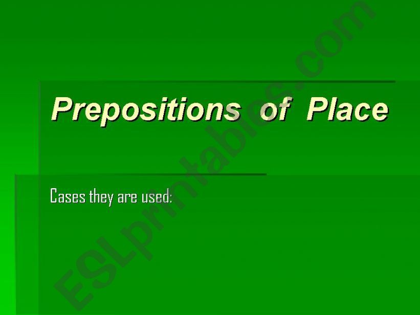 Prepositions Of Place powerpoint
