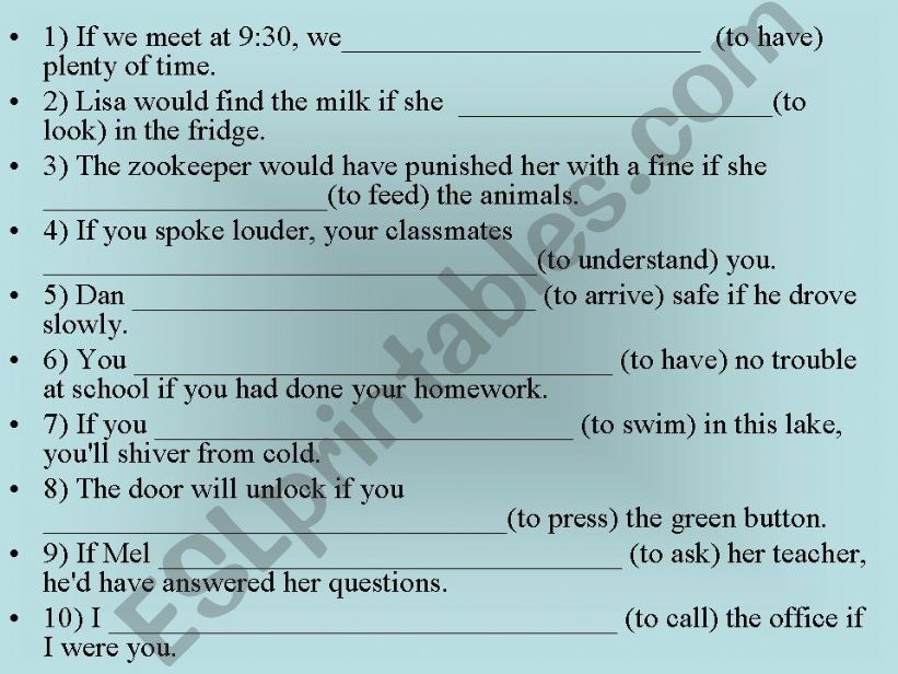 CONDITIONALS EXERCISES powerpoint