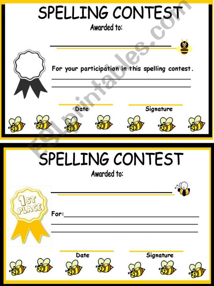 spelling awards powerpoint