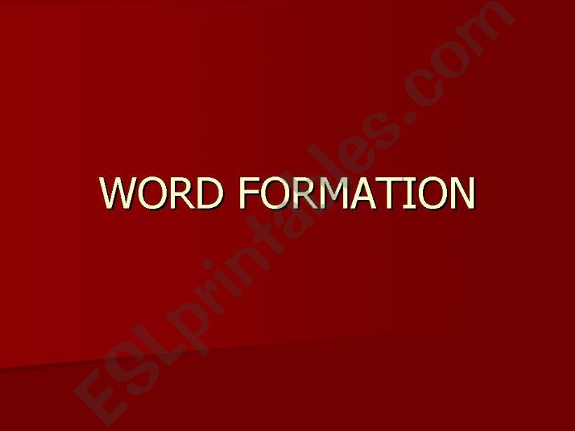 Word Formation: Prefixes powerpoint