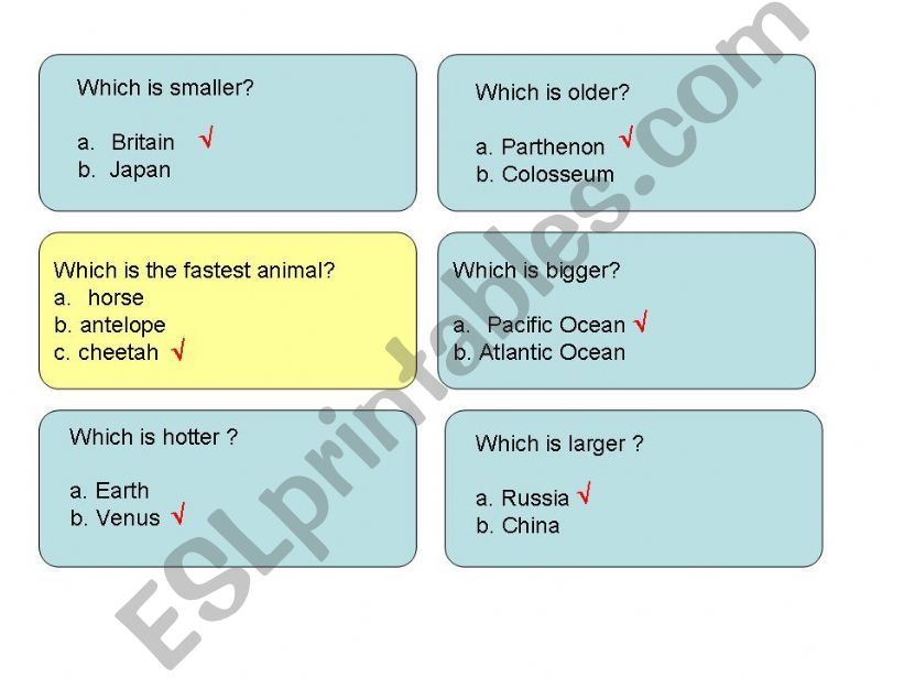 Comparative and Superlative Quiz