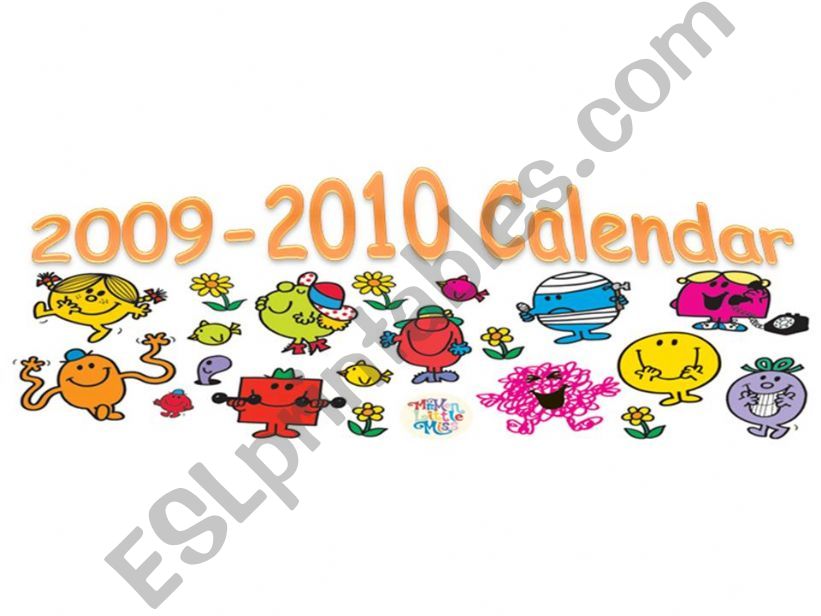 MR MEN CALENDAR COVER powerpoint