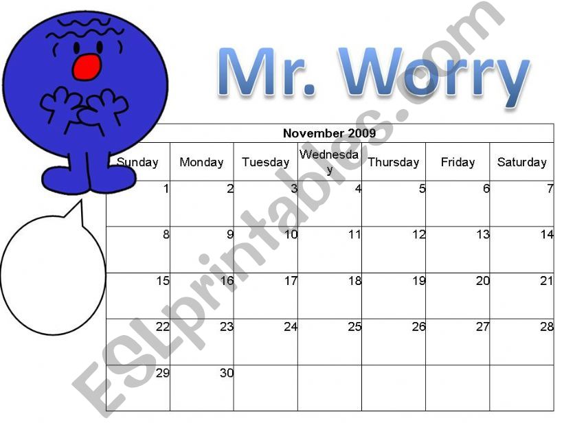 PART 2Mr Men Calendar powerpoint