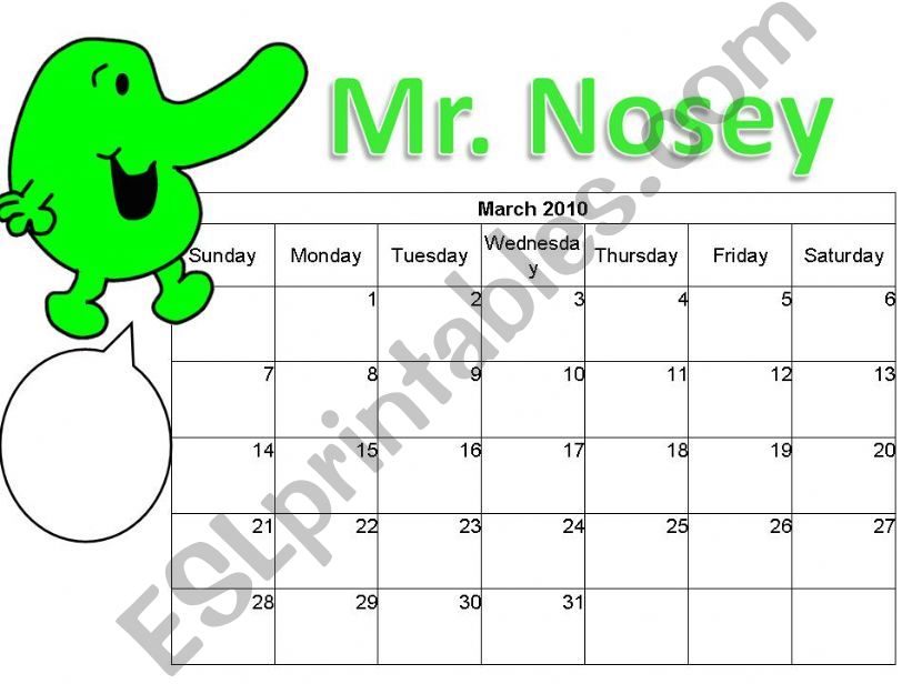 PART 4 Mr Men Calendar powerpoint