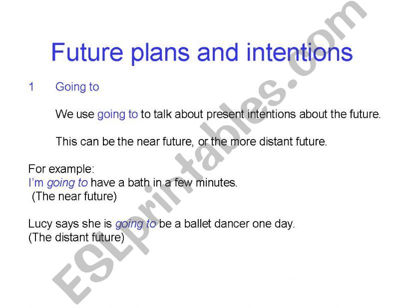 Future plans and intentions powerpoint