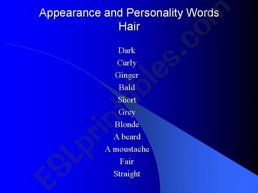 Appearance and personality words