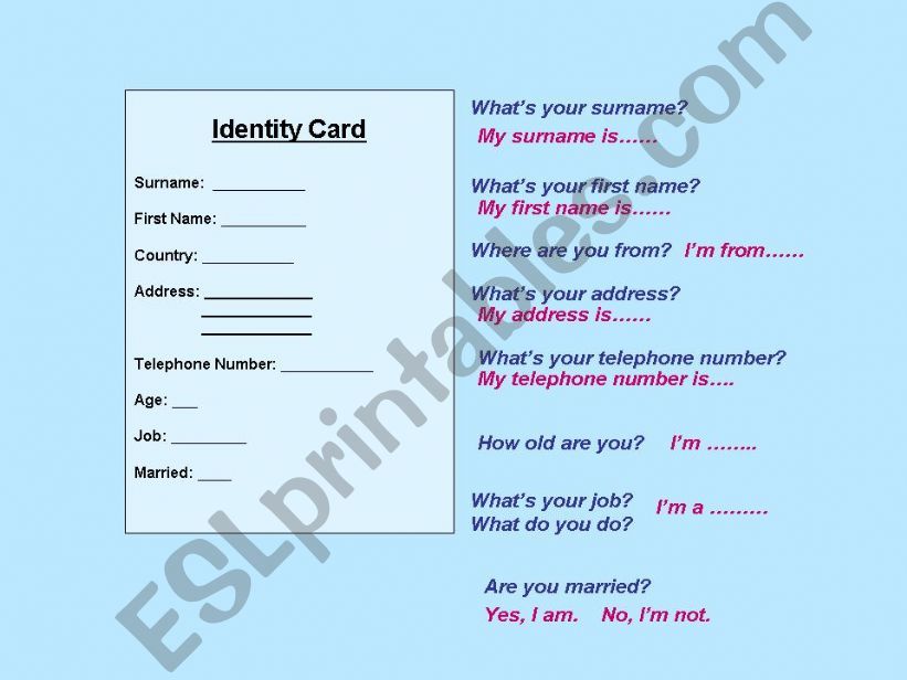 Identification Cards powerpoint