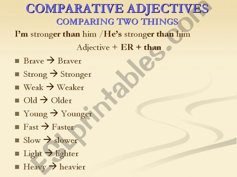 Comparative and superlative short adjectivies