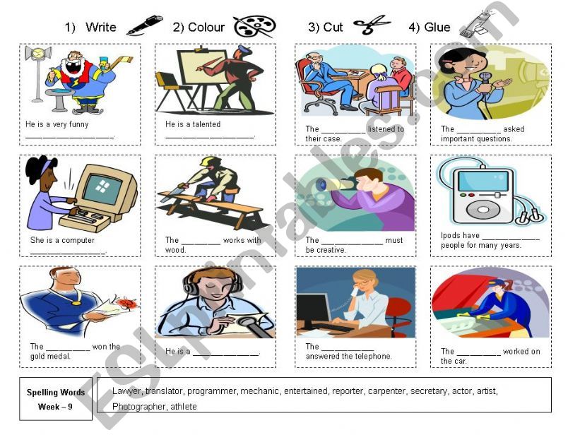 Spelling words jobs part 2 powerpoint