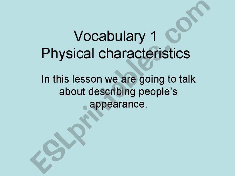 Physical characteristics powerpoint