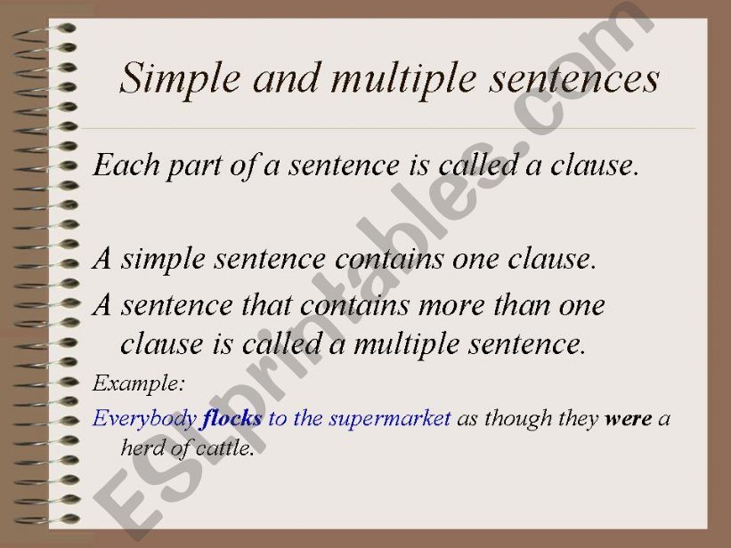 Simple, complex and compound sentences
