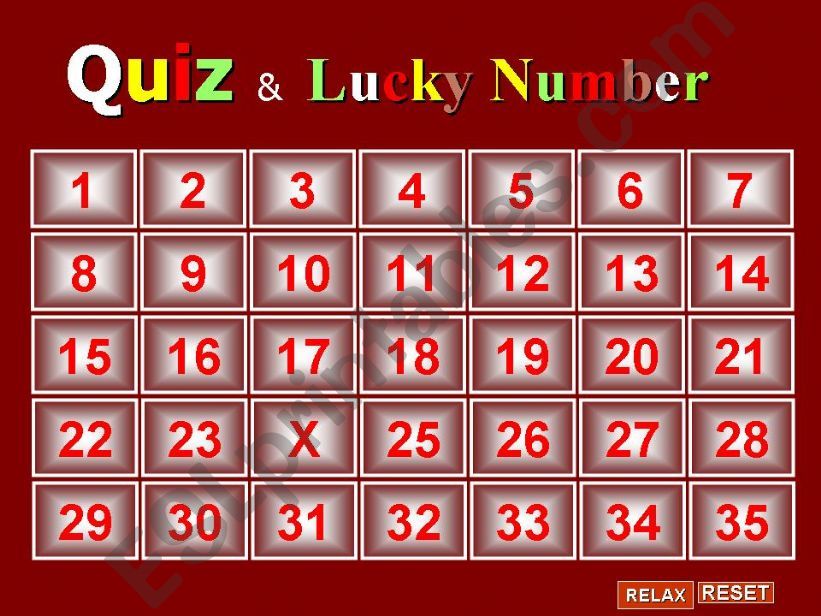 Quiz game - Luck Number powerpoint