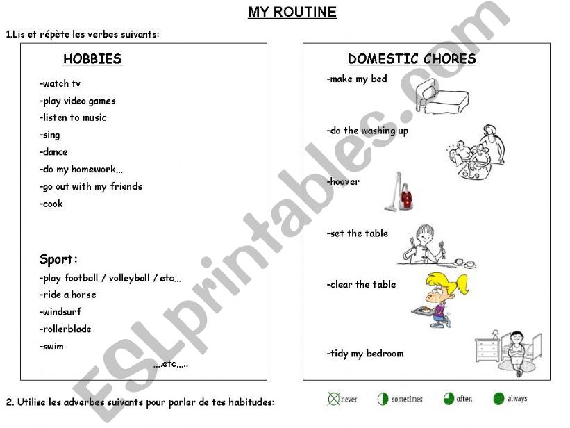 MY ROUTINE: HOBBIES AND CHORES