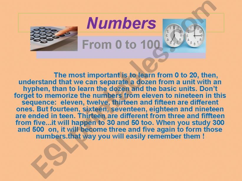 Numbers from 0 to 100 rules  powerpoint