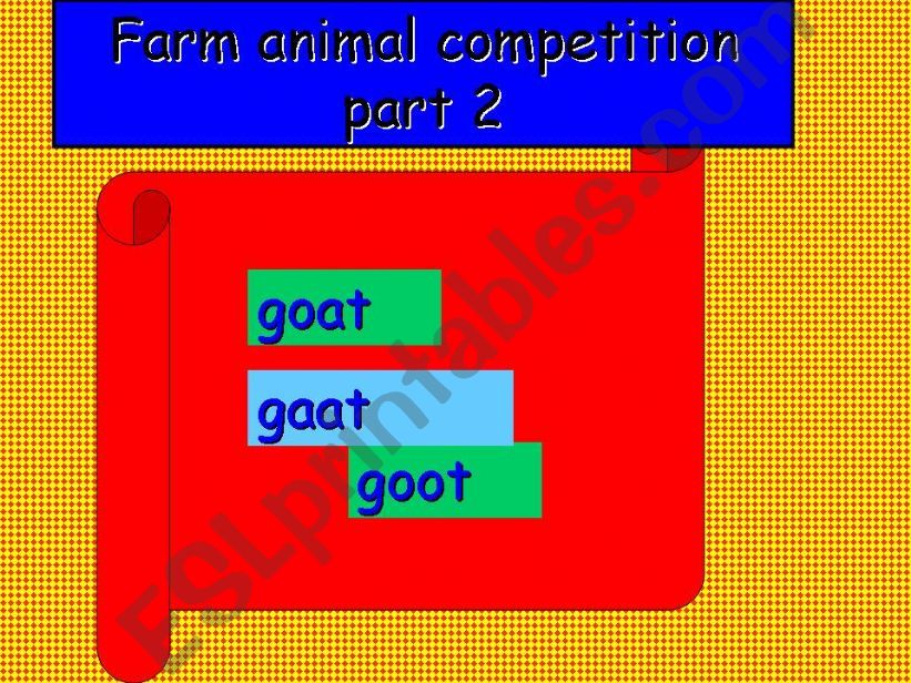 spelling  game -farm animals powerpoint