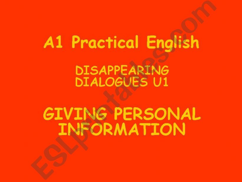 Speaking 1 (A1): Giving personal information