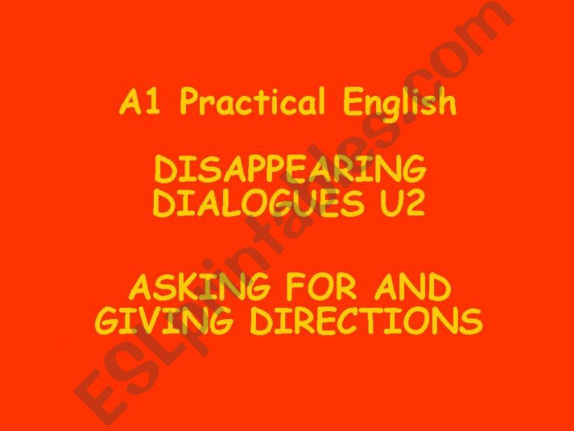Speaking 2 (A1): Asking for and giving directions