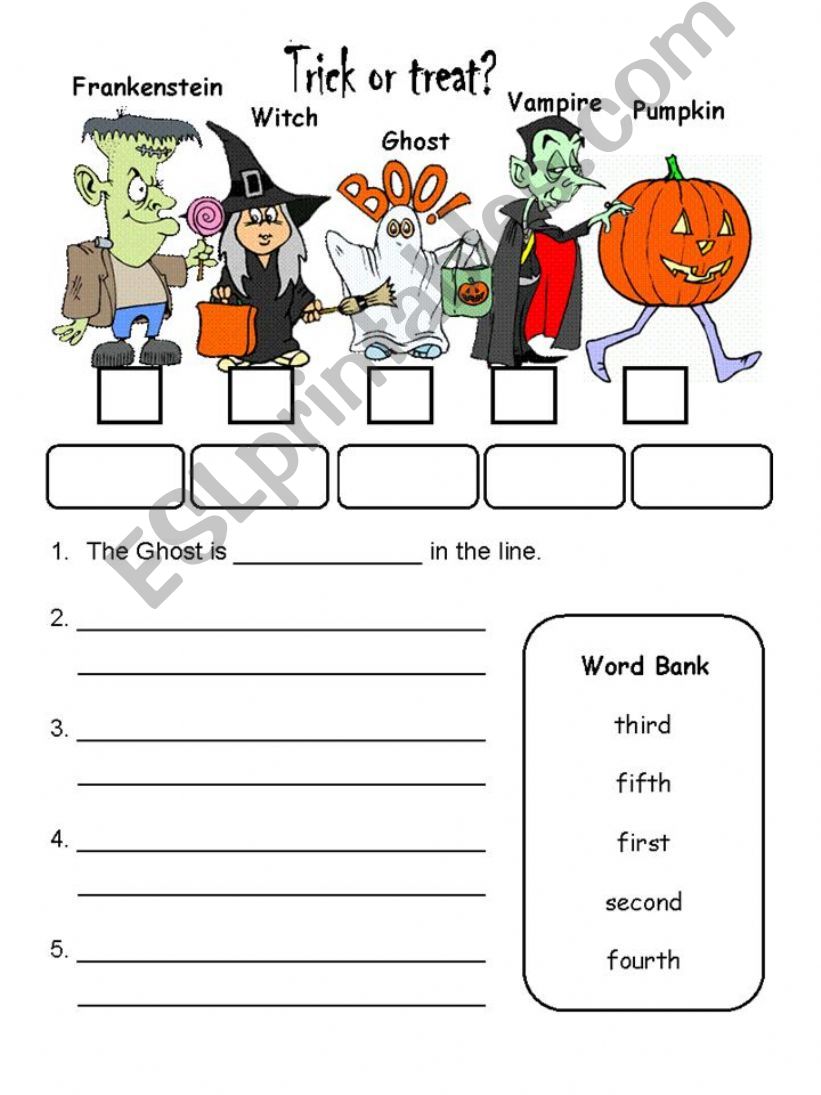 Ordinal Numbers 1st - 5th with Halloween