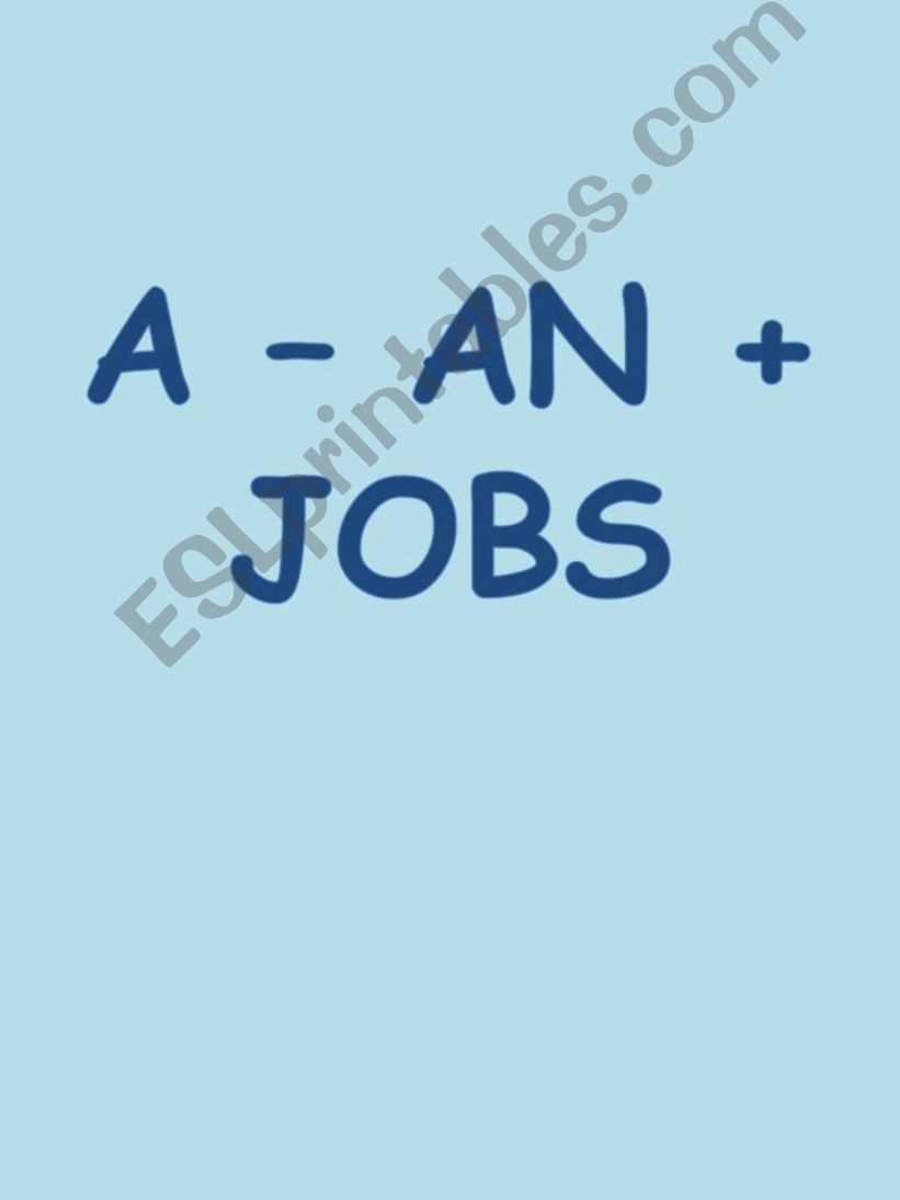 Jobs with articles a/an/the powerpoint