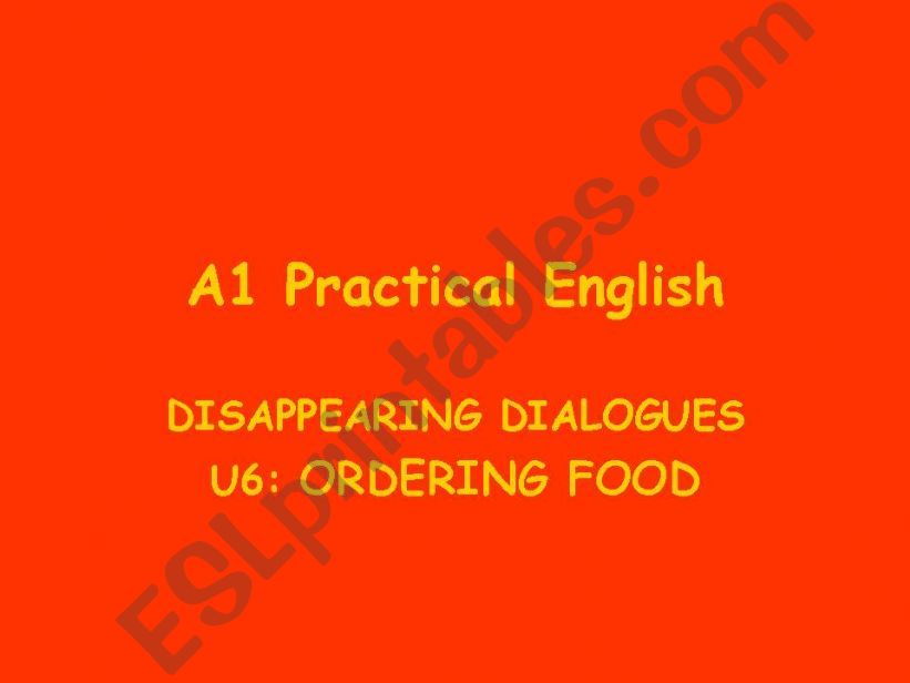 A1 Speaking: Ordering food powerpoint