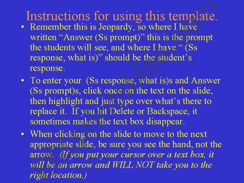 Jeopardy game with on/in  short answers, traffic signs, questions tags, modals, there is/there are