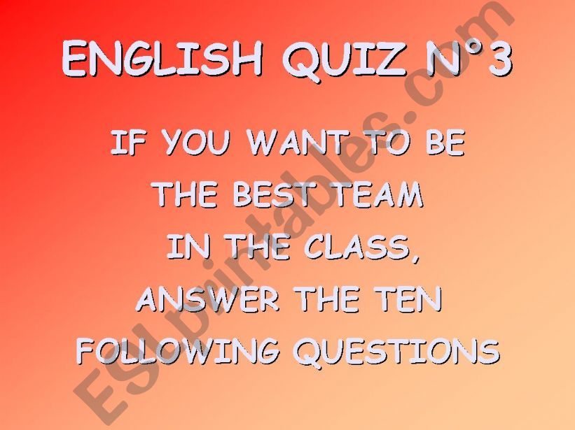 ENGLISH QUIZ 3 powerpoint