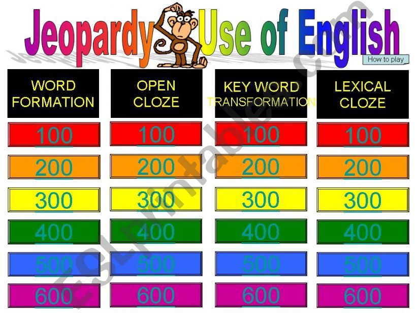 Jeopardy - Use of English powerpoint