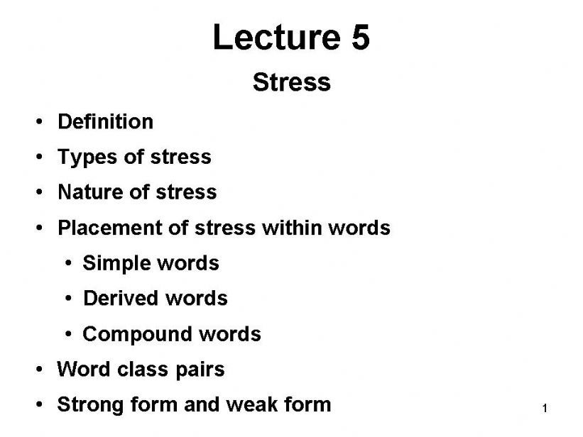Phonetic lesson: STRESS powerpoint