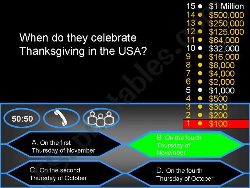 Who Wants to Be a Millionaire - THANKSGIVING 