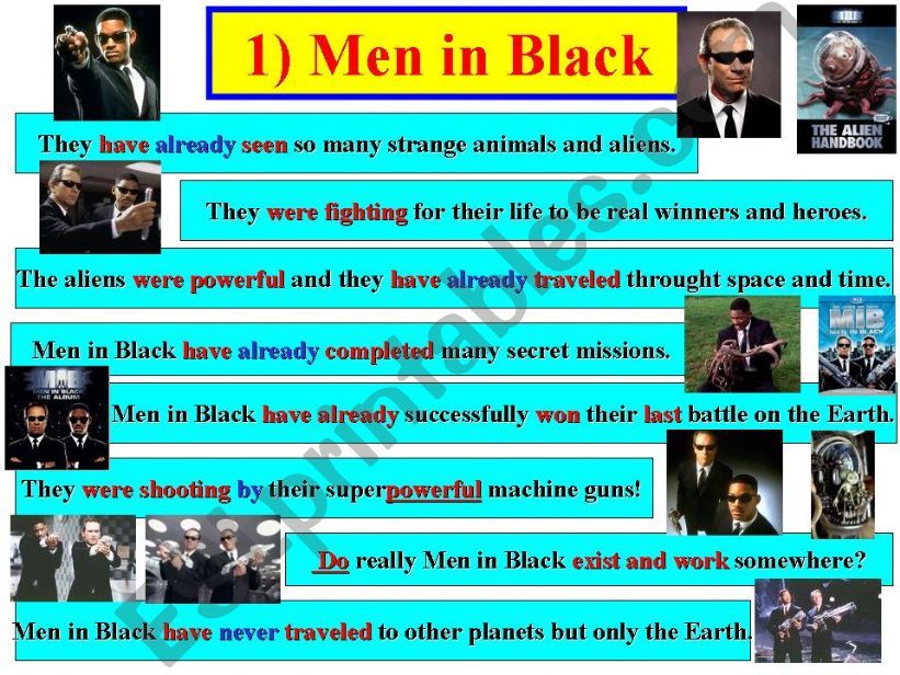 Men in Black Movie. Grammar Constructions.