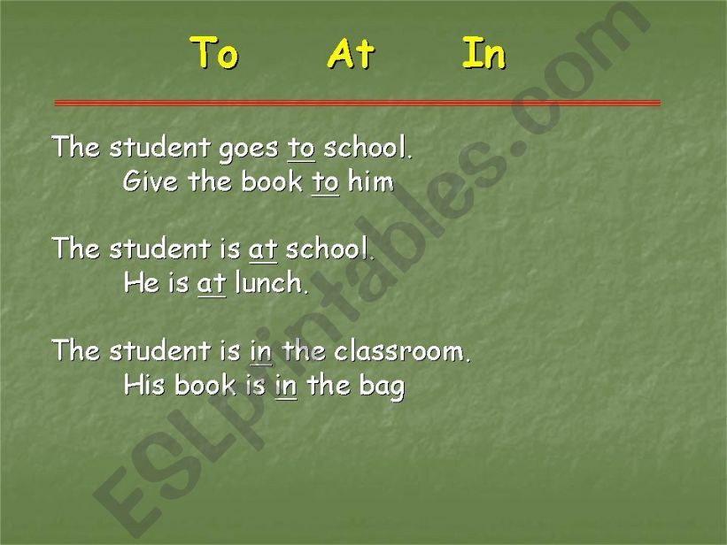 AT TO IN powerpoint