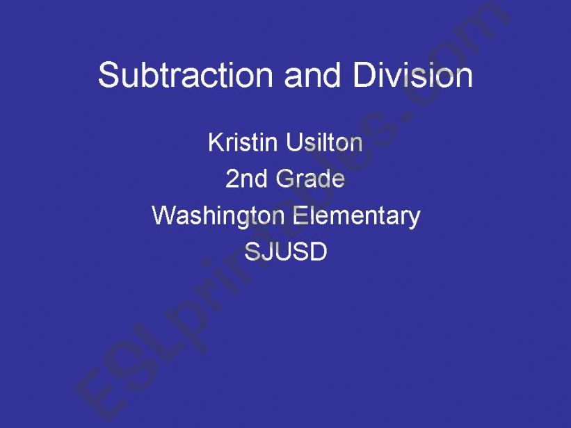Subtraction and Division powerpoint