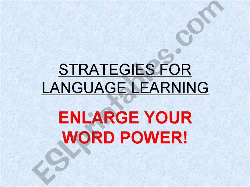 Strategies for language learning