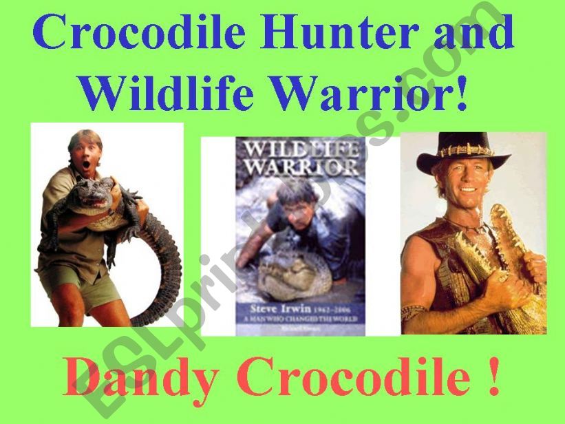 Dandy Crocodile. Steve Irwin & Paul Hogan. Grammar & Idioms.