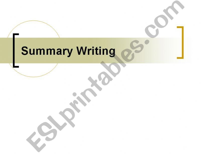 Summary Writing powerpoint