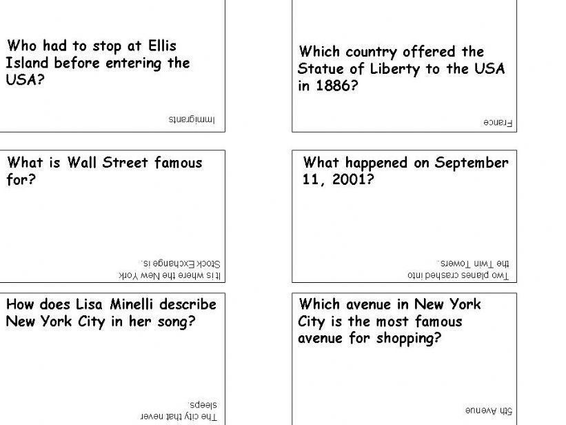 NEW YORK CARDS (2/2) powerpoint