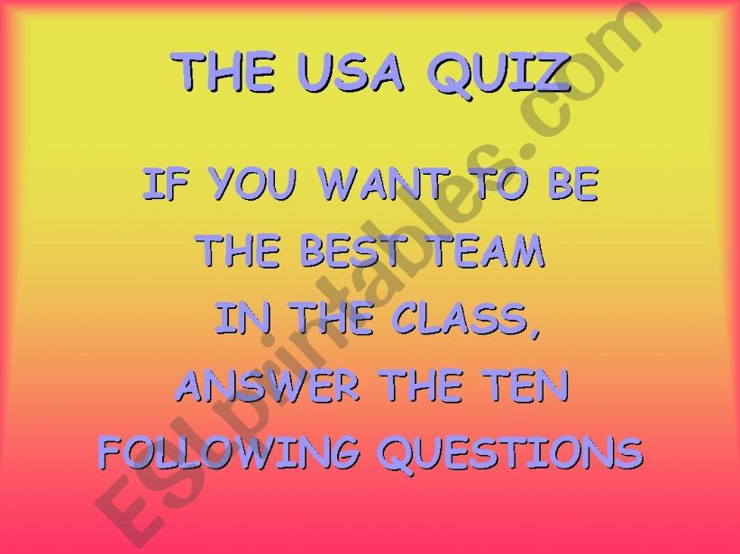 THE USA QUIZ powerpoint