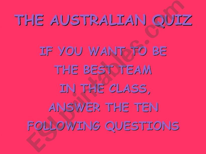 THE AUSTRALIAN QUIZ powerpoint