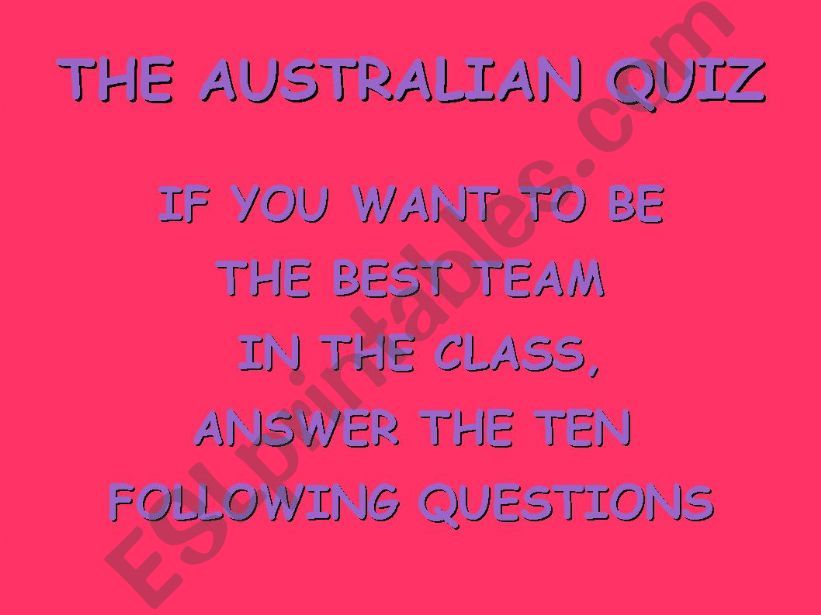 THE AUSTRALIAN QUIZ powerpoint