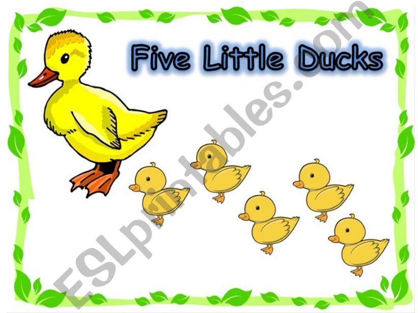 FIVE LITTLE DUCKS PART 3 - A LOVELY POSTER OF THE SONG  FIVE LITTLE DUCKS