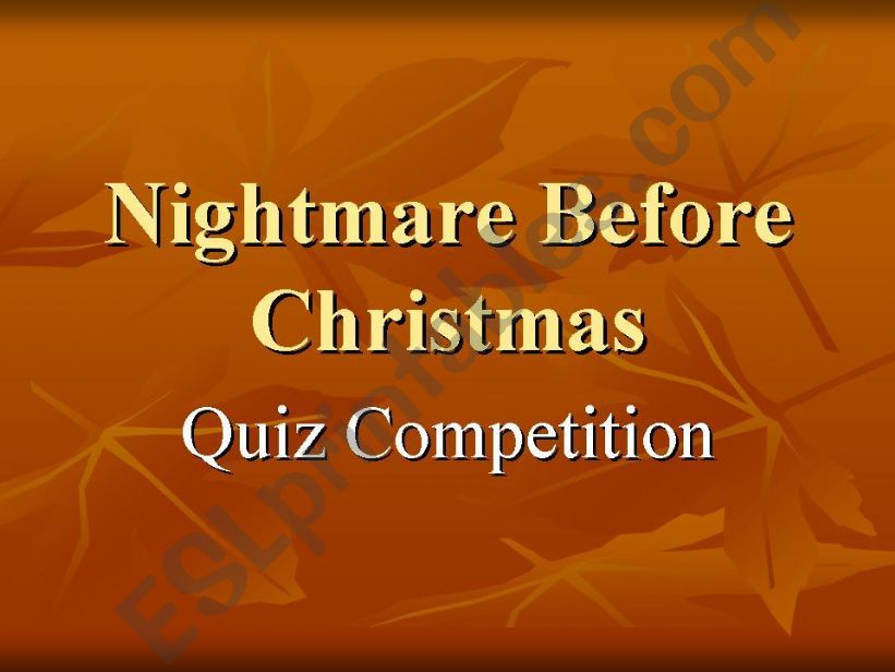 Nightmare Before Christmas Quiz Competition - based on Nightmare Before Christmas: Level 2 (Penguin Longman Active Reading)
